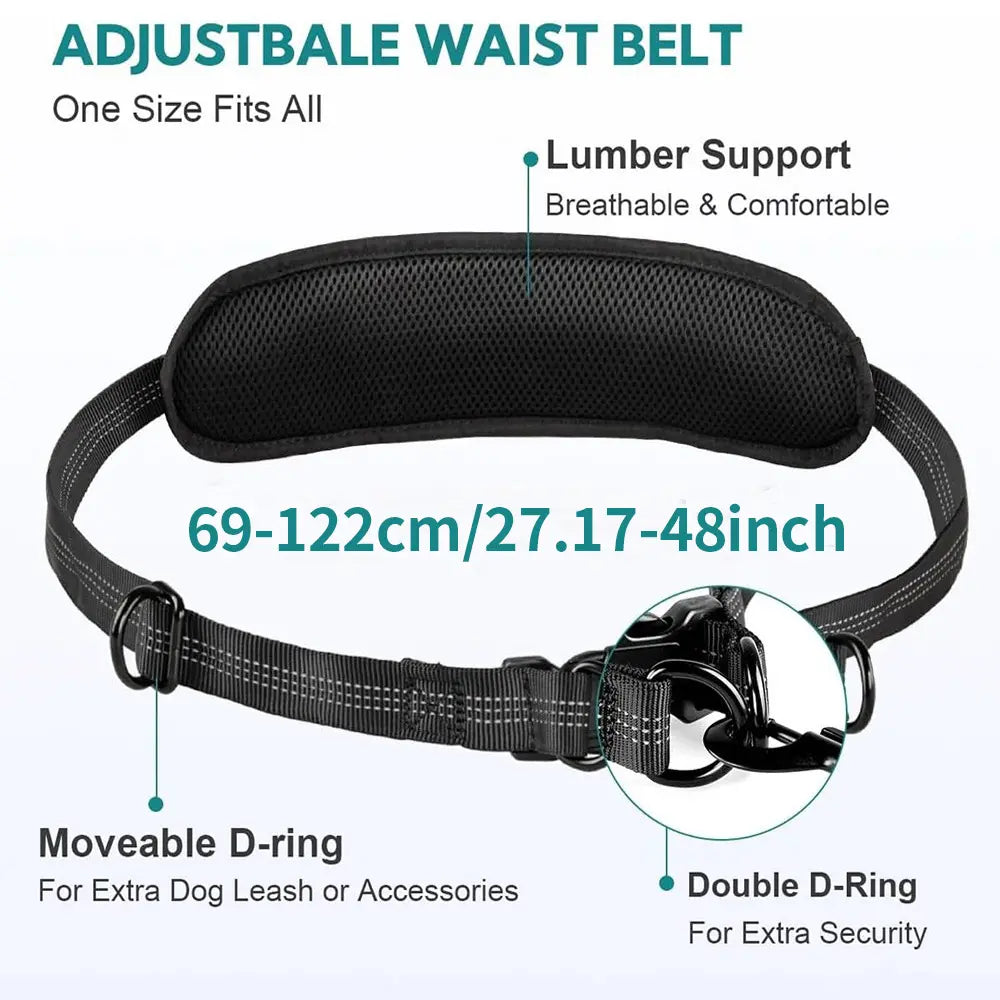 Pipidodo Hands-Free Dog Leash with Waist Bag and Cushioned Pad – Ideal for Running, Walking, and Active Lifestyles, Featuring Shock Absorption for Single and Dual Dog Use