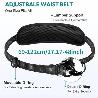 Pipidodo Hands-Free Dog Leash with Waist Bag and Cushioned Pad – Ideal for Running, Walking, and Active Lifestyles, Featuring Shock Absorption for Single and Dual Dog Use
