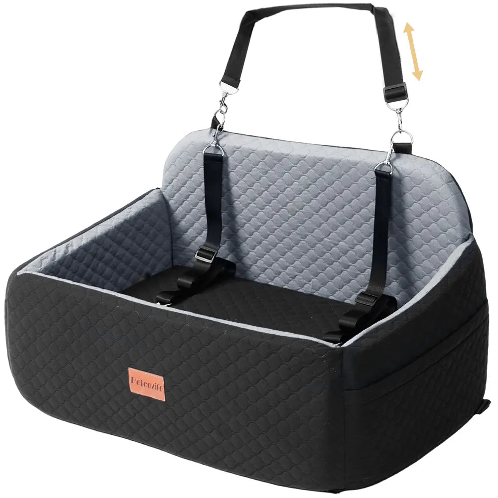 PAWGIANT Portable Dog Car Seat, Stylish Travel Carrier, Dog Car Seat for Large Medium Dogs Pet Car Seat under 55 Lbs or 2 Puppies Removable Washable Pets Travel Booster Bed for Automotive Backseat with Comfy Thick Cushion 2 Safety Leashes, Black Brown