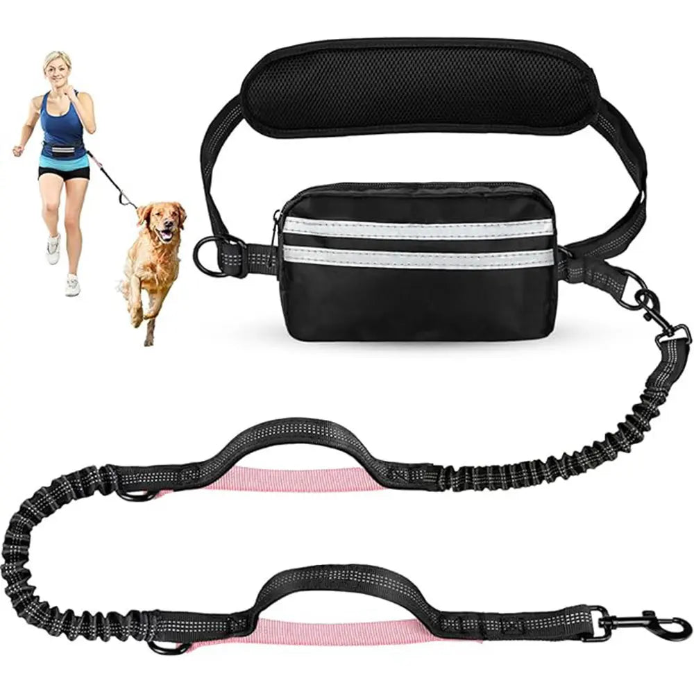 Pipidodo Hands-Free Dog Leash with Waist Bag and Cushioned Pad – Ideal for Running, Walking, and Active Lifestyles, Featuring Shock Absorption for Single and Dual Dog Use