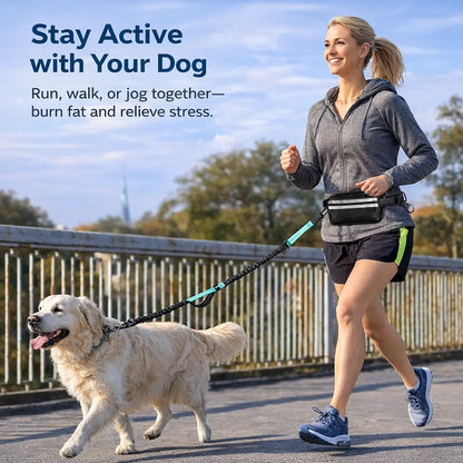 Pipidodo Hands-Free Dog Leash with Waist Bag and Cushioned Pad – Ideal for Running, Walking, and Active Lifestyles, Featuring Shock Absorption for Single and Dual Dog Use