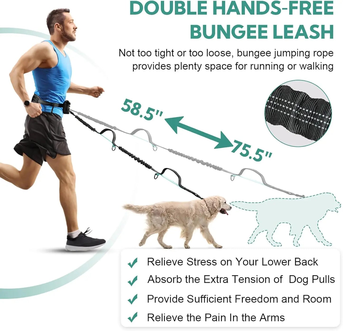 Pipidodo Hands-Free Dog Leash with Waist Bag and Cushioned Pad – Ideal for Running, Walking, and Active Lifestyles, Featuring Shock Absorption for Single and Dual Dog Use