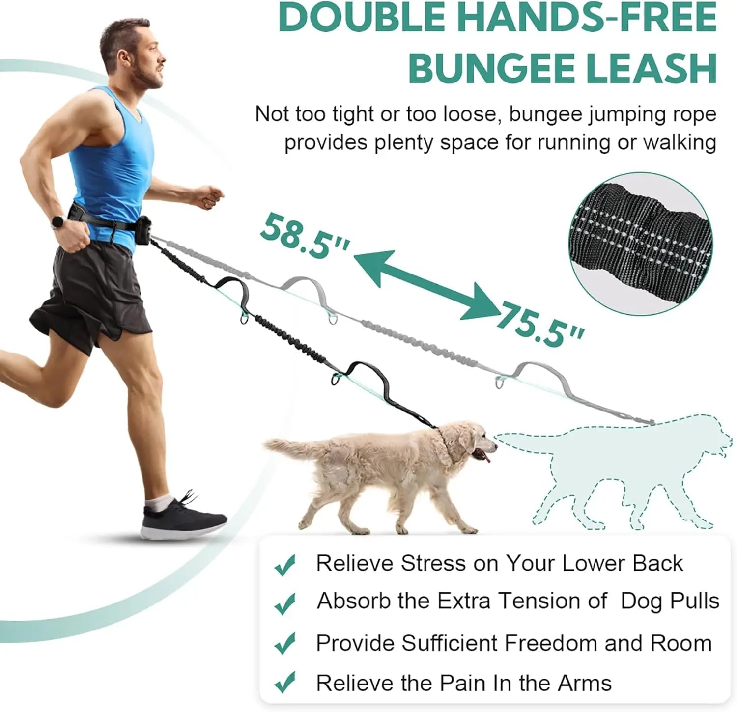 Pipidodo Hands-Free Dog Leash with Waist Bag and Cushioned Pad – Ideal for Running, Walking, and Active Lifestyles, Featuring Shock Absorption for Single and Dual Dog Use
