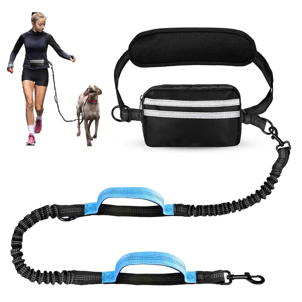Pipidodo Hands-Free Dog Leash with Waist Bag and Cushioned Pad – Ideal for Running, Walking, and Active Lifestyles, Featuring Shock Absorption for Single and Dual Dog Use