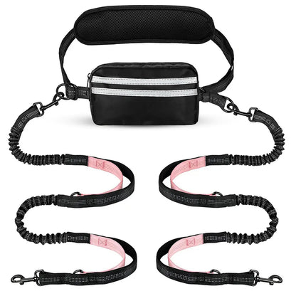 Pipidodo Hands-Free Dog Leash with Waist Bag and Cushioned Pad – Ideal for Running, Walking, and Active Lifestyles, Featuring Shock Absorption for Single and Dual Dog Use