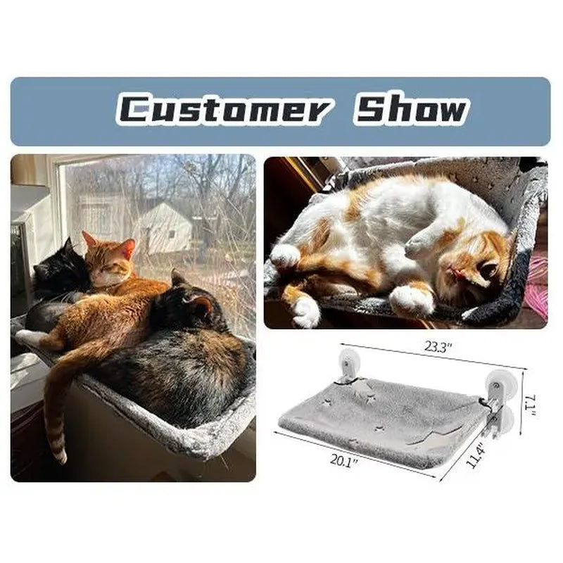 Cat Window Perchfor Large Cats,Glow in the Dark,Hammock with Hook Design Double-Sided Fabric Cover, Foldable Window Seat,Sunbathing