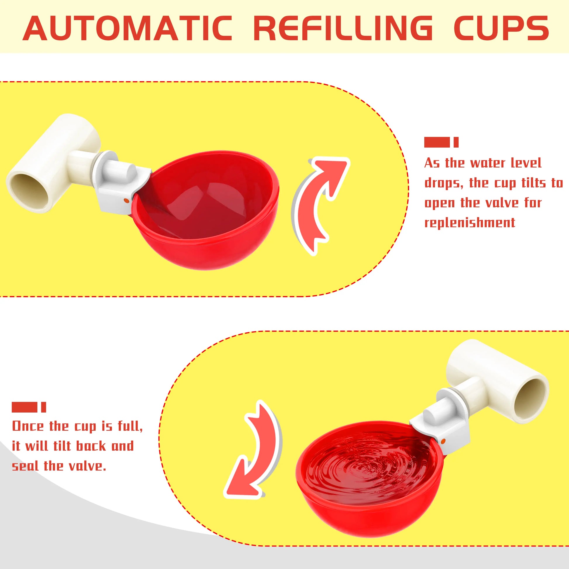 [With Cups and Pipes]Automatic Poultry Drinking Durable Water Dispenser for Backyard Farm Ducks Geese Rabbits Birds with 8-Pack Chicken Water Cups Feeder with Water Pipe Tiktokshopspringglowup