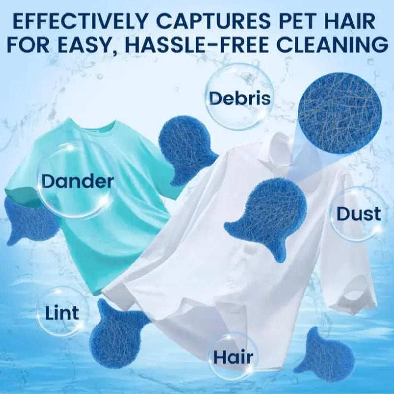 6 Pack Pet Hair Remover Laundry Balls, Reusable Fur & Lint Catcher for Washer and Dryer, Washable Household Cleaner, Eco-Friendly Pet Owner Essential