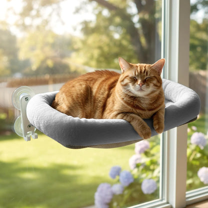Folding Cat Hammock for Window - Cordless, Machine Washable Bed, Robust Metal Frame, Strong Suction Cups，Cat Window Perch for Cats and Small Dogs