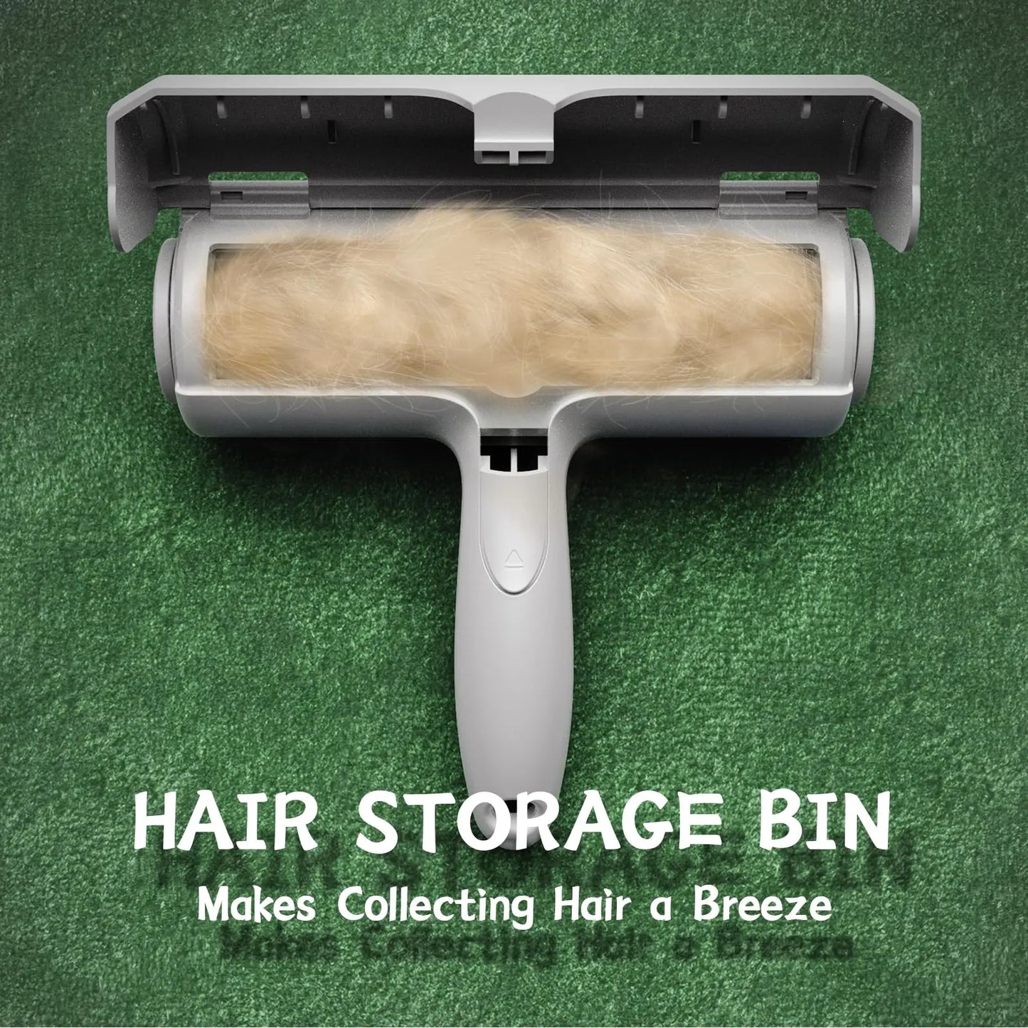 Reusable Pet Hair Removal Roller with Self-Cleaning Mechanism and Integrated Fur Bin for Furniture, Carpets, and Clothing