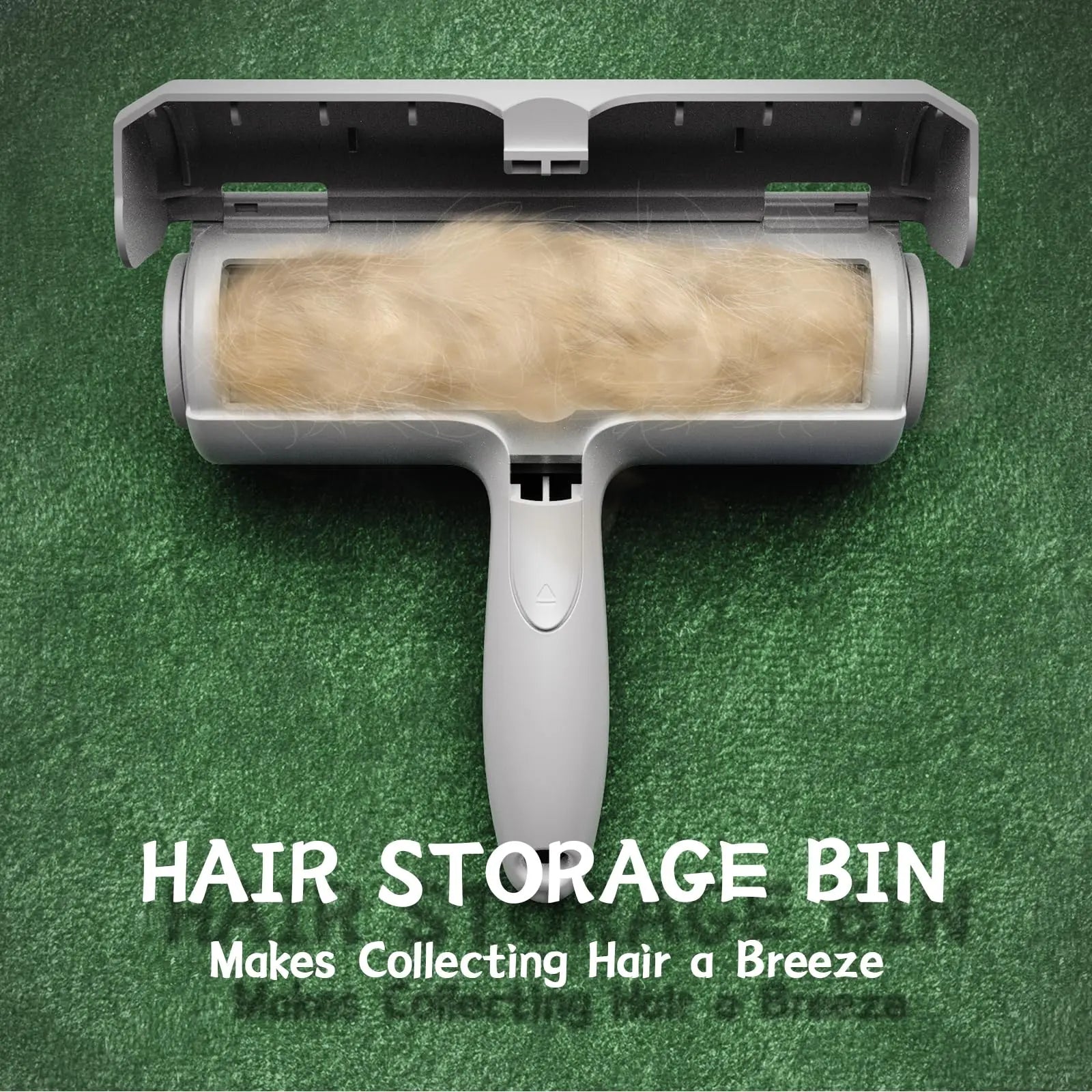 Reusable Pet Hair Removal Roller with Self-Cleaning Mechanism and Integrated Fur Bin for Furniture, Carpets, and Clothing