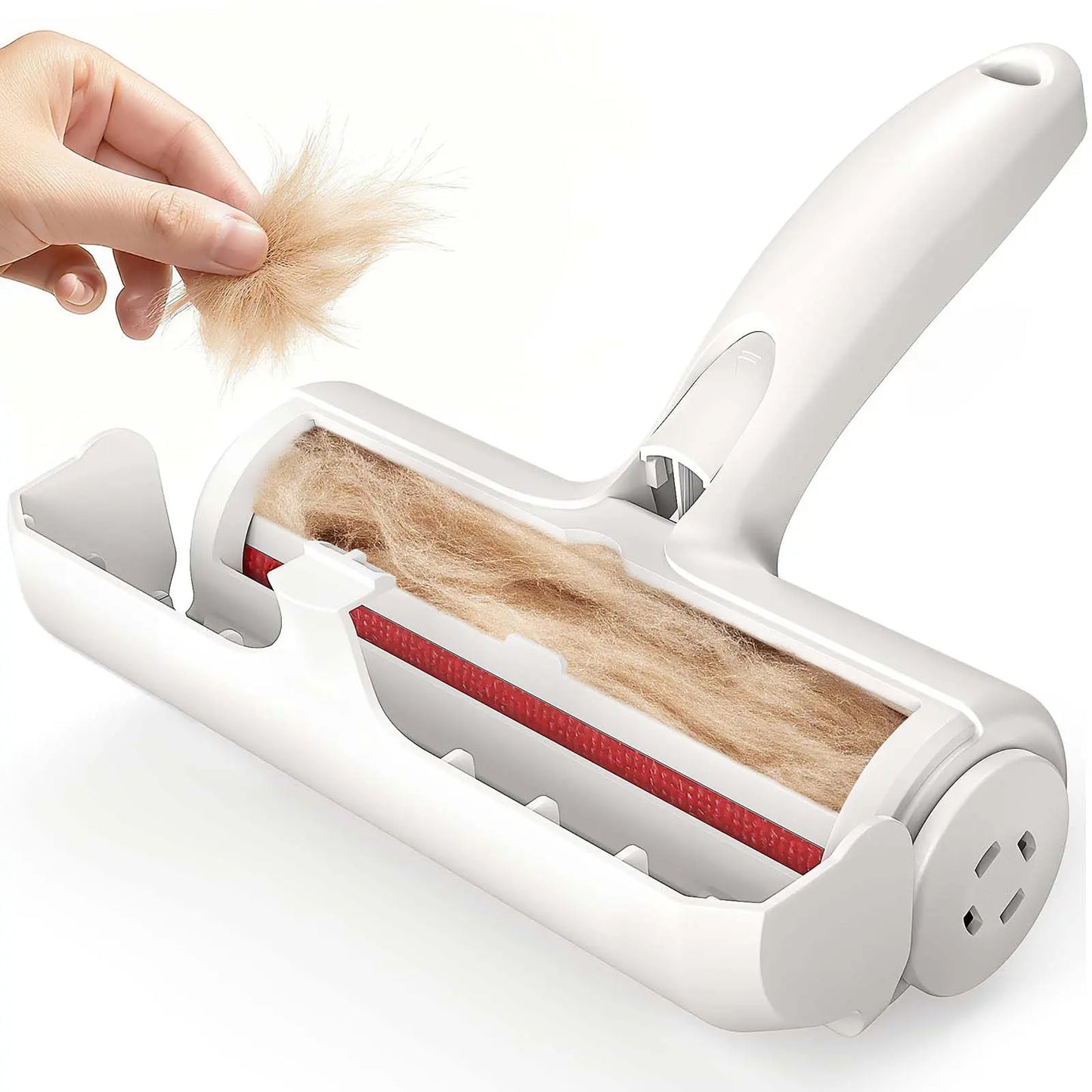Reusable Pet Hair Removal Roller with Self-Cleaning Mechanism and Integrated Fur Bin for Furniture, Carpets, and Clothing