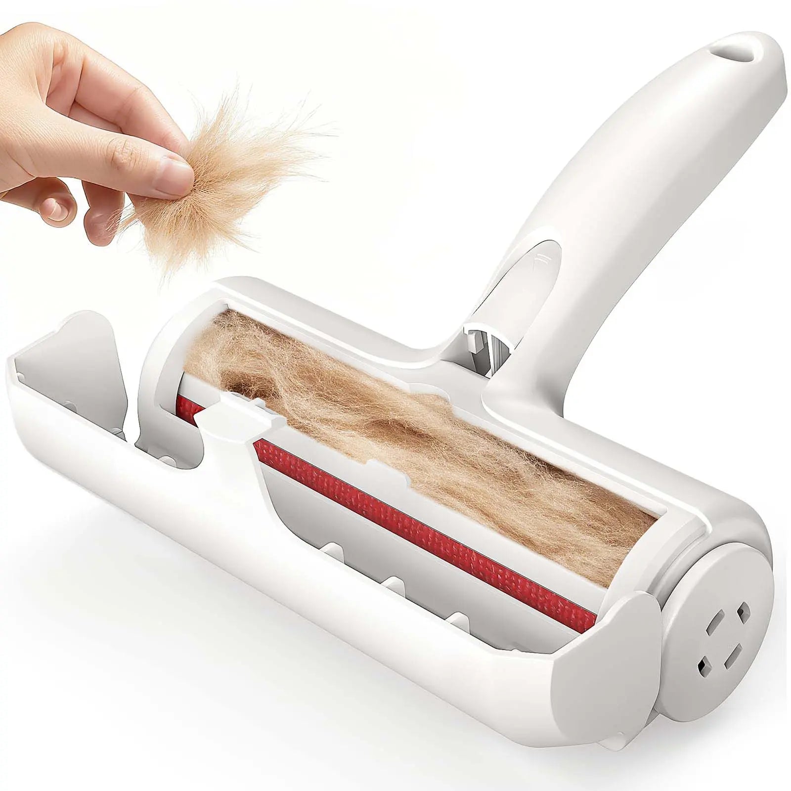Reusable Pet Hair Removal Roller with Self-Cleaning Mechanism and Integrated Fur Bin for Furniture, Carpets, and Clothing