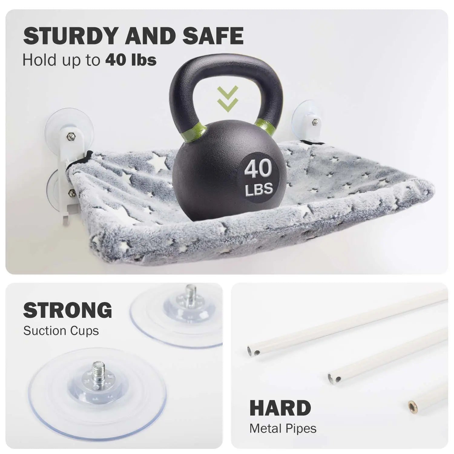 Cat Window Perchfor Large Cats,Glow in the Dark,Hammock with Hook Design Double-Sided Fabric Cover, Foldable Window Seat,Sunbathing