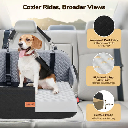PAWGIANT Portable Dog Car Seat, Stylish Travel Carrier, Dog Car Seat for Large Medium Dogs Pet Car Seat under 55 Lbs or 2 Puppies Removable Washable Pets Travel Booster Bed for Automotive Backseat with Comfy Thick Cushion 2 Safety Leashes, Black Brown